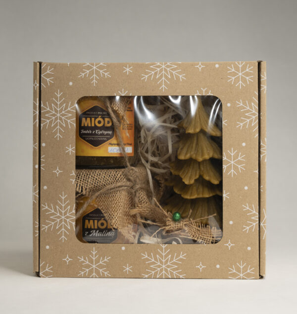 Zestaw Prezentowy: 2x Miód 400 g + Świeca Choinka